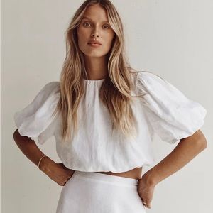 French cotton and embroidered short sleeve crop top M/L